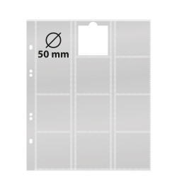 Feuilles numismatiques Multi collect pour 12 monnaies jusqu'à  Ø 50 mm/étuis numismatiques 50x50 mm, avec intercalaires rouge