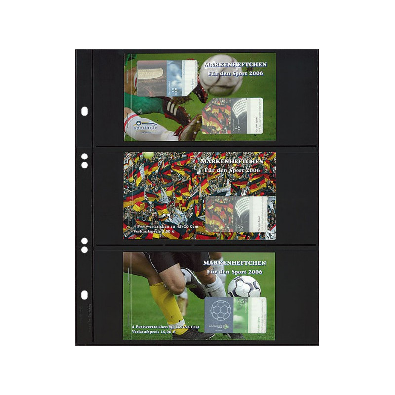 Feuilles Multi collect à   3 bandes (77 mm) par page, noires - paquet de 10