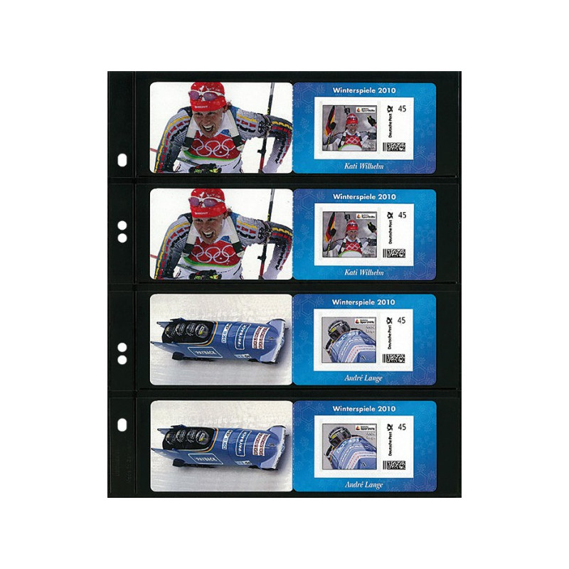 Feuilles Multi collect à  4 bandes (56 mm) par page, noires - paquet de 10