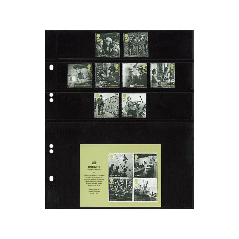 Feuilles Multi collect à  4 bandes (3 x 36mm, 1 x 121 mm) par page, noires - paquet de 10