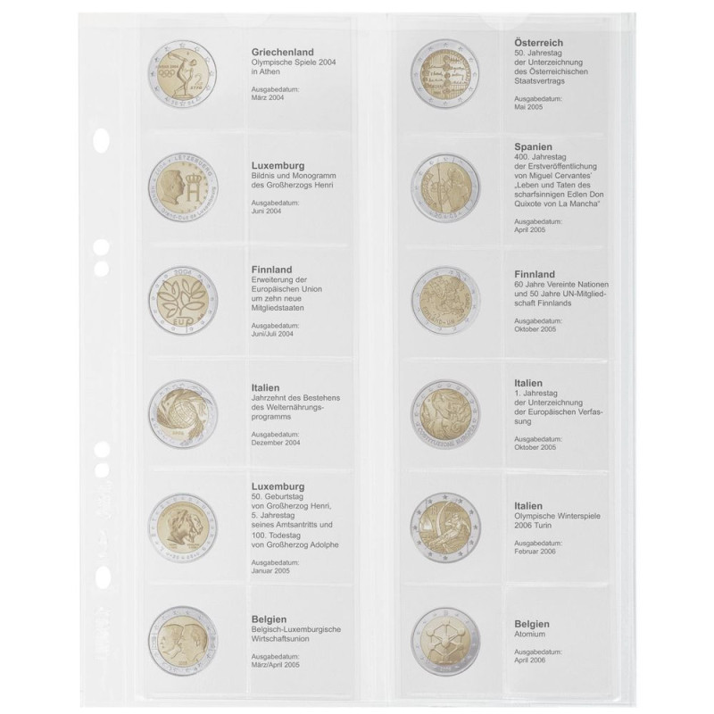 Multi Collect Feuille numismatique pré-imprimée pour 2 Euro commémoratives: Grèce 2004 - Belgique 2006