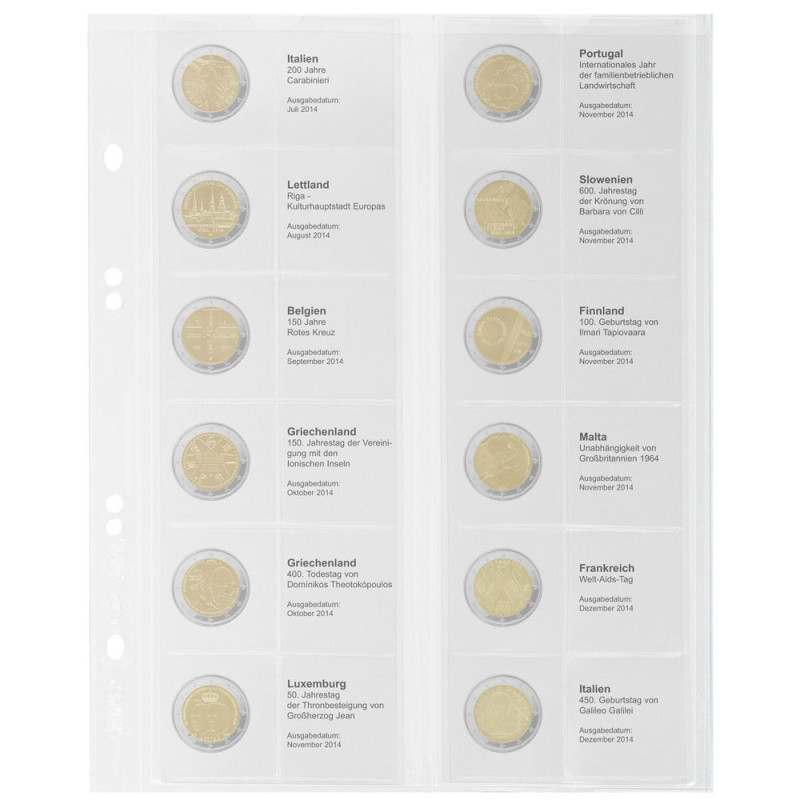 Multi Collect Feuille numismatique pré-imprimée pour 2 Euro commémoratives: Italie juillet 2014 €“ Italie décembre