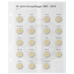 Multi Collect Feuille numismatique pré-imprimée pour 2 Euro commémoratives: Émissions communes "30 ans - Drapeau européen"