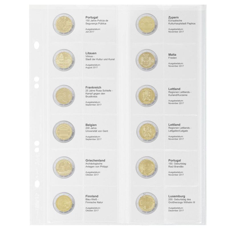 Multi collect Feuille numismatique pré-imprimée pour 2 Euro commémoratives: Portugal 2017 - Luxembourg 2017