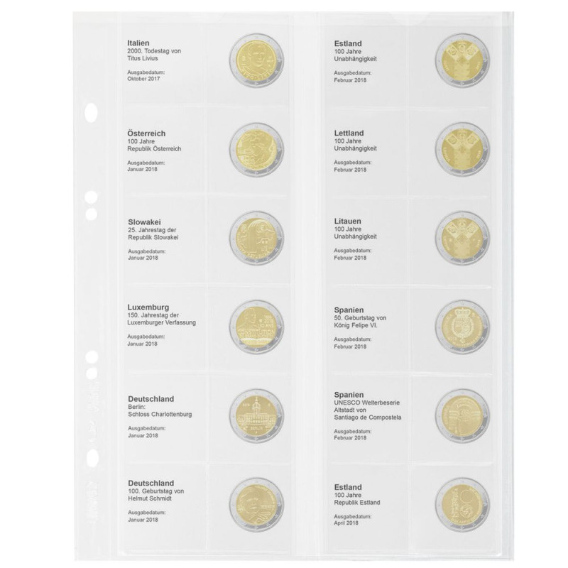 Multi collect Feuille numismatique pré-imprimée pour 2 Euro commémoratives: Italie 2017 - Estonie 2018