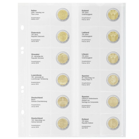 Multi collect Feuille numismatique pré-imprimée pour 2 Euro commémoratives: Italie 2017 - Estonie 2018