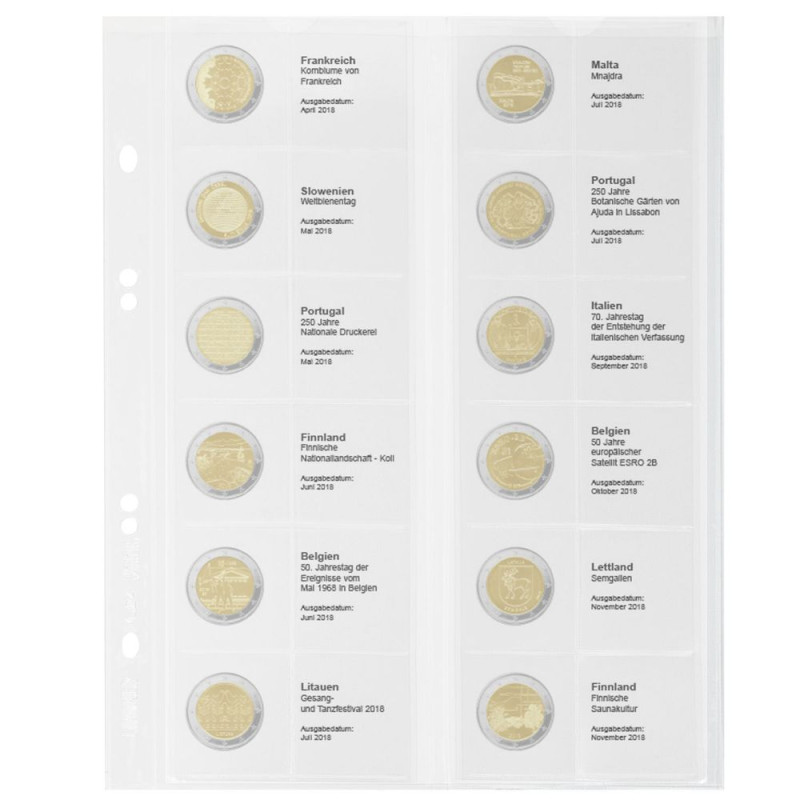 Multi collect Feuille numismatique pré-imprimée pour 2 Euro commémoratives: France 2018 - Finlande 2018