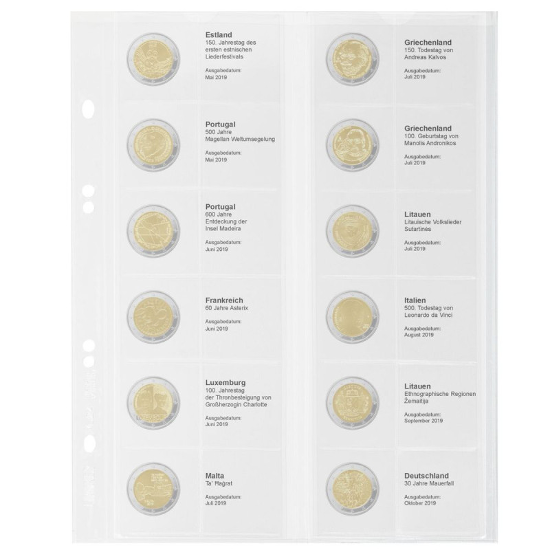 Multi collect Feuille numismatique pré-imprimée pour 2 Euro commémoratives: Estonie 2019 - Allemagne 2019