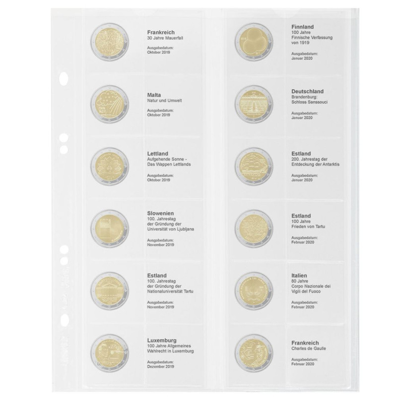Multi collect Feuille numismatique pré-imprimée pour 2 Euro commémoratives: France 2019 - France 2020