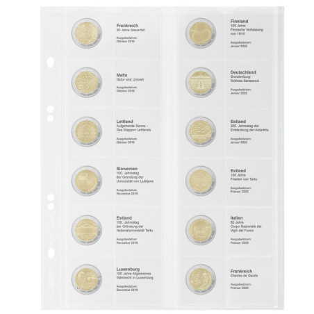 Multi collect Feuille numismatique pré-imprimée pour 2 Euro commémoratives: France 2019 - France 2020