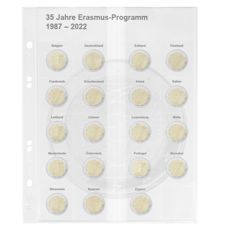 Multi Collect Feuille numismatique pré-imprimée pour 2 Euro commémoratives: Émissions communes "35 ans - Programme Erasmus 19