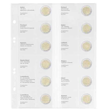 Multi collect Feuille numismatique pré-imprimée pour 2 Euro commémoratives:  Italie 2023 - Espagne 2023