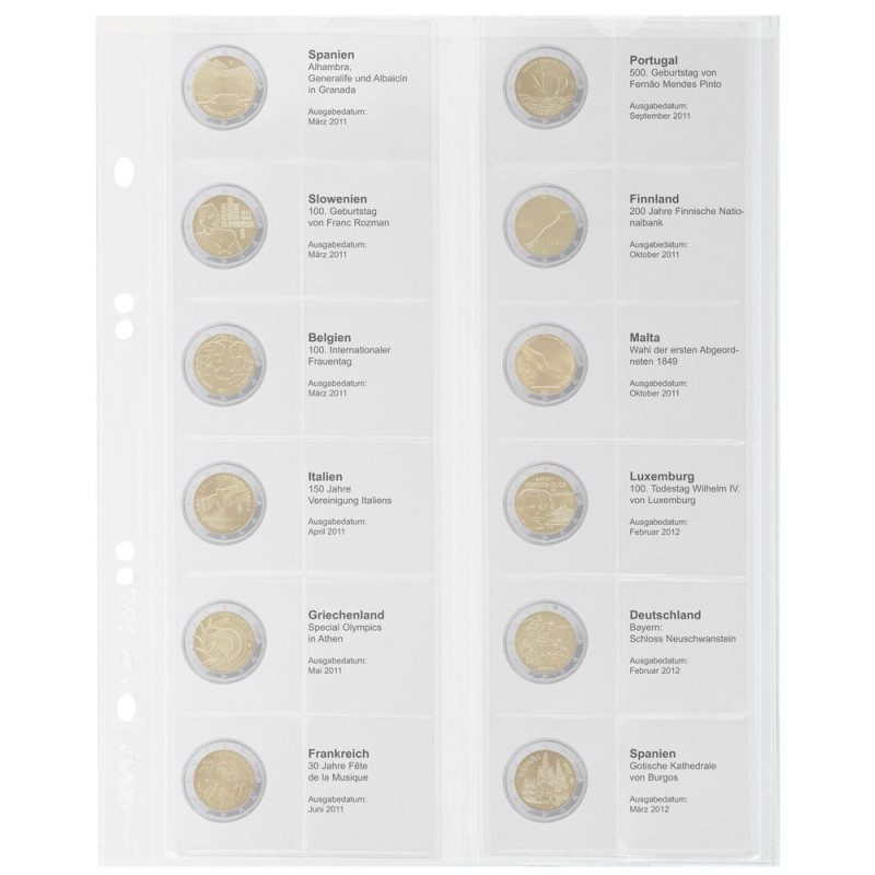 Multi Collect Feuille numismatique pré-imprimée pour 2 Euro commémoratives: Espagne 2011 €“ Espagne 2012