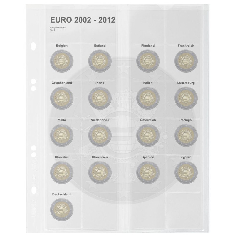 Multi Collect Feuille numismatique pré-imprimée pour 2 Euro commémoratives: Émissions communes "10 ans d€™Euro"
