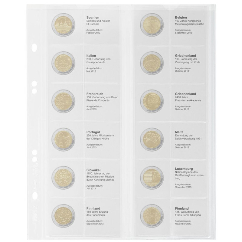 Multi Collect Feuille numismatique pré-imprimée pour 2 Euro commémoratives: Belgique 2012 €“ Pays-Bas 2013
