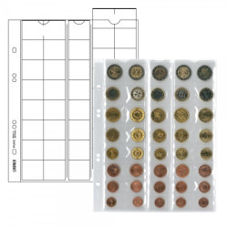 Feuilles numismatiques Multi collect pour 5 séries Euros courants de 8 pièces chacune, avec intercalaires noirs - paquet de 5