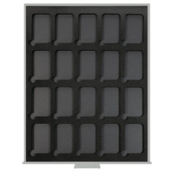 Box monnaies STANDARD VELOURS BLACK pour 20 capsules numismatiques rectangulaires S22552747P