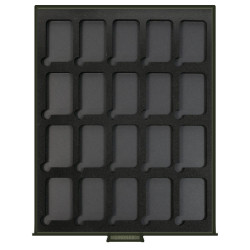 Box monnaies FUMÉ VELOURS BLACK pour 20 capsules numismatiques rectangulaires S22552747P