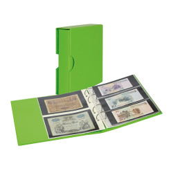 Album PUBLICA M COLOR pour billets de banque avec 10 feuilles en 2 versions, utilisables recto-verso - Spring (vert) - avec b