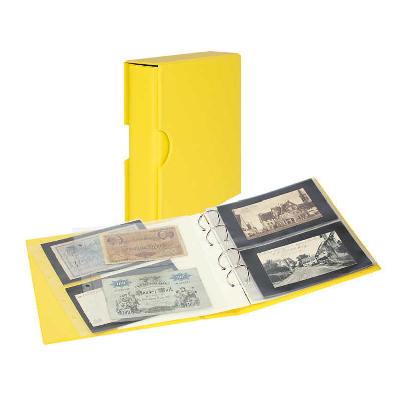 Album PUBLICA M COLOR pour billets de banque avec 10 feuilles en 2 versions, utilisables recto-verso - Solino (jaune) - avec
