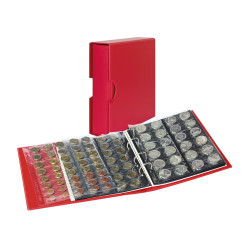 Album numismatique PUBLICA M COLOR avec 10 feuilles en 5 versions-Berry (rouge) -  avec boitier de protection assorti