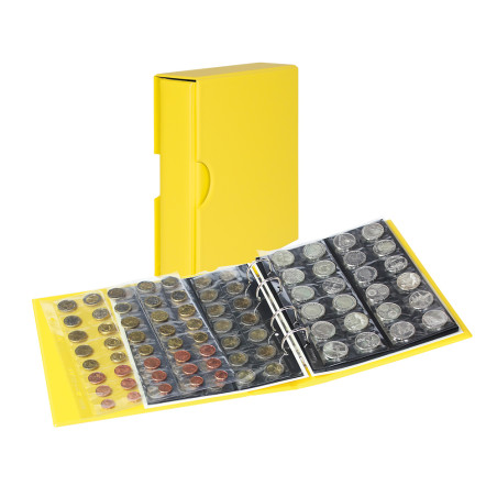 Album numismatique PUBLICA M COLOR avec 10 feuilles en 5 versions-Solino (jaune) -  avec boitier de protection assorti