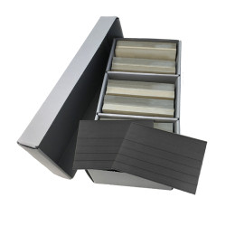 Box-Archives PRESTO A5, équipé de 600 cartes de rangement format 210 x 148 mm à  5 bandes