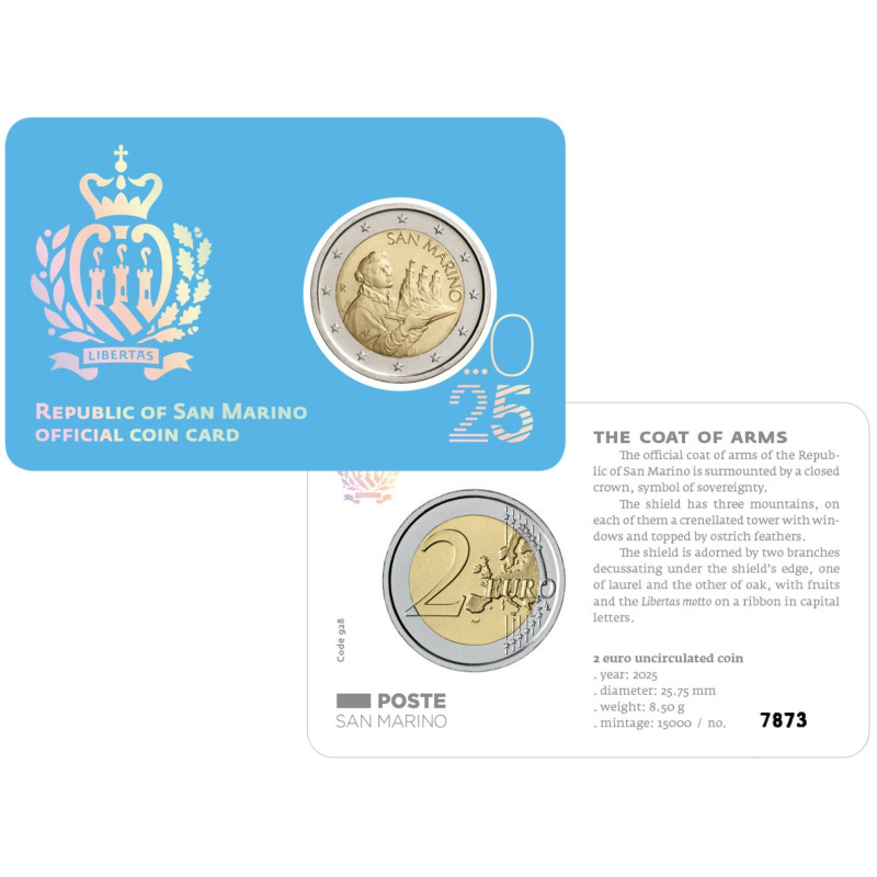 Saint Marin 2025 - Coincard "Drapeau de la République de Saint-Marin"