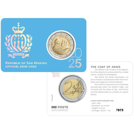 Saint Marin 2025 - Coincard "Drapeau de la République de Saint-Marin"