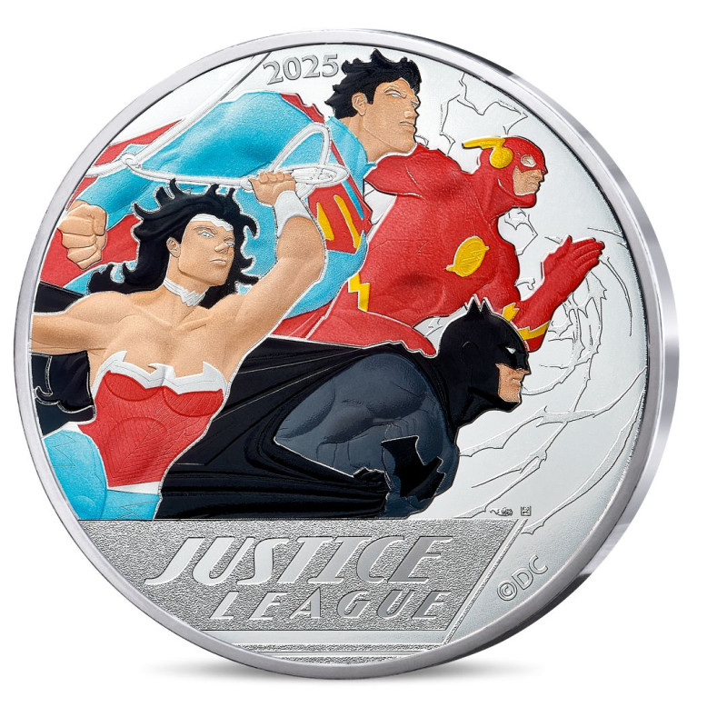 Monnaie de Paris 2025-   DC COMICS - VAGUE 1- 100€ Argent colorisée - Justice League