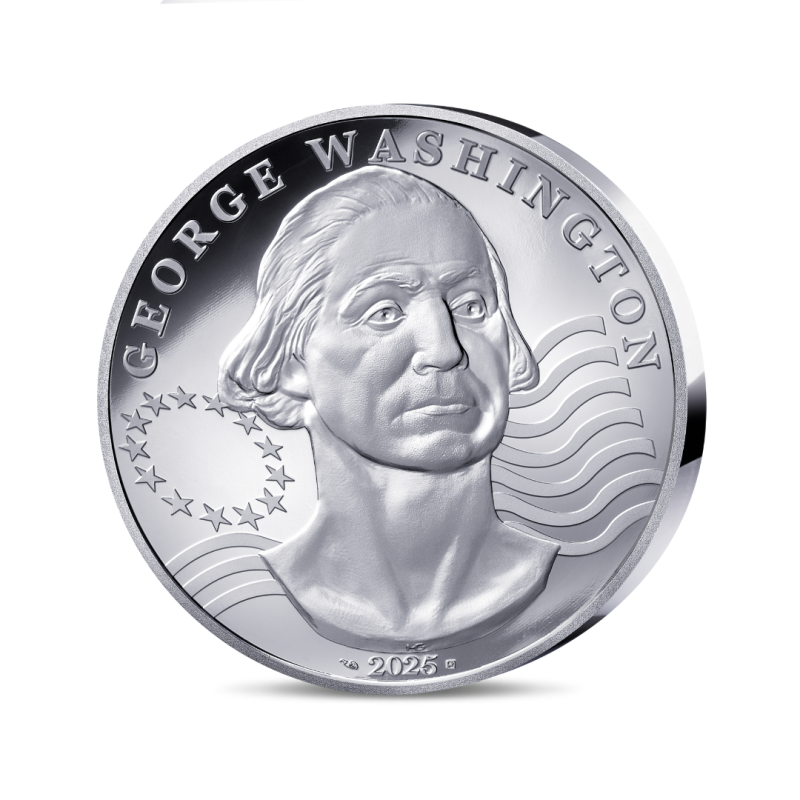 Monnaie de Paris 2025- HOMMAGE A GEORGE WASHINGTON -25€ Argent 2oz. BE Haut relief