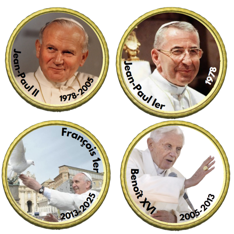 Vatican 2025- La collection 50 cts domé couleur- Les derniers papes