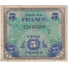 5  Francs - Drapeau au verso - 1944 - Qualité courante