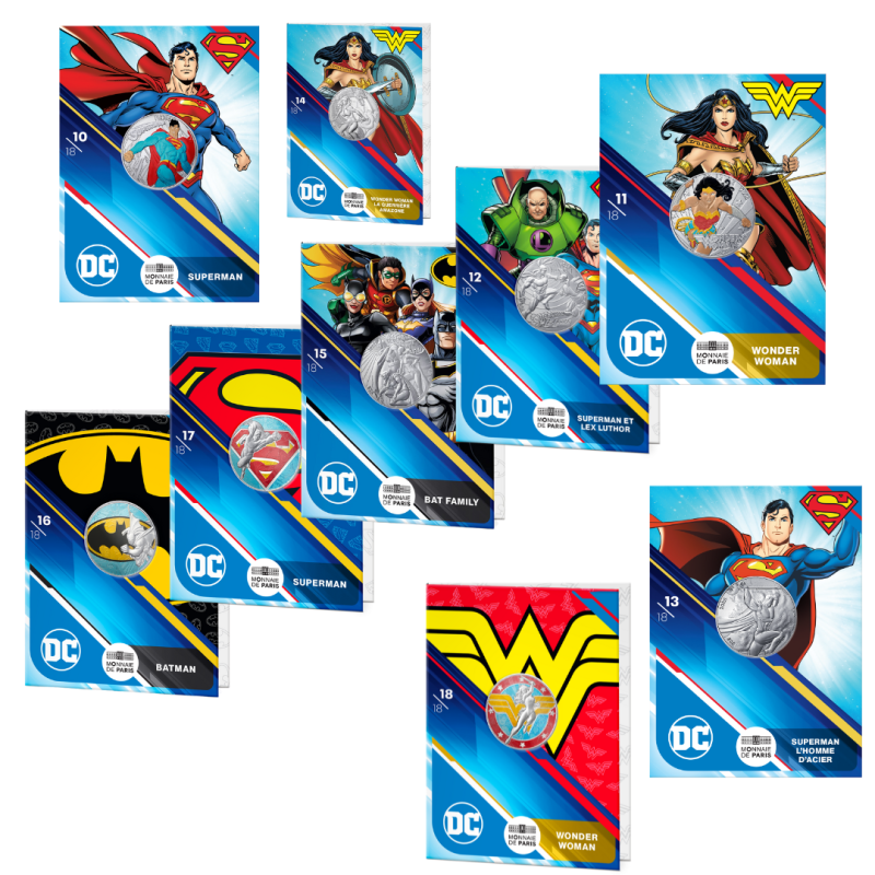 Monnaie de Paris 2025-   DC COMICS - VAGUE 2- La collection Complète 10€ Argent vague 2