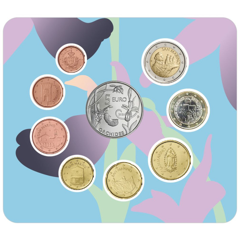 Saint Marin 2025- série complète  + 5€ Argent en coffret BU