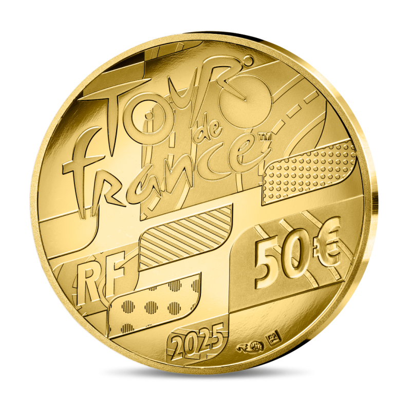 Monnaie de paris 2025-TOUR DE FRANCE-50€ Or 1/4 oz. BE - Carte des étapes