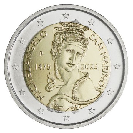 Saint Marin 2025 – 2 euro commémorative Michel-Ange Saint Marin 2025 – 2 euro commémorative Michel-Ange