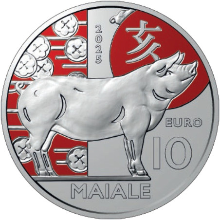 Saint Marin 2025 – Série complète 3x10 euros commémoratives UNC – Le Coq, Le Chien et le Cochon