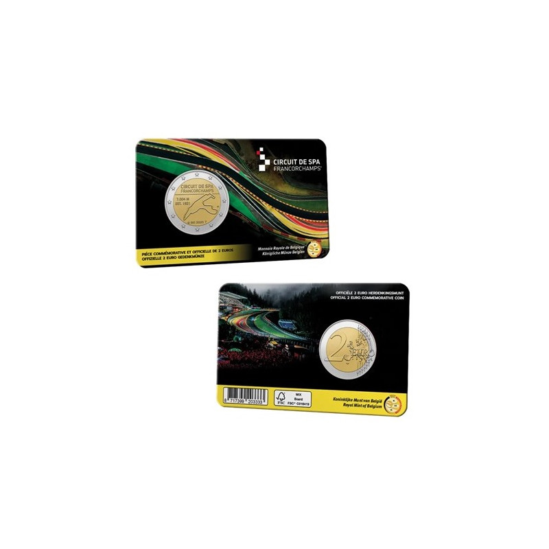 Belgique 2025 - Coincard 2 euro commémorative - Circuit de Spa-Francorchamps - BU