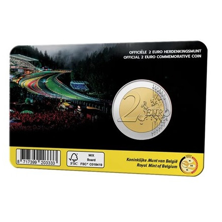 Belgique 2025 - Coincard 2 euro commémorative - Circuit de Spa-Francorchamps - BU