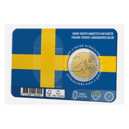 Finlande 2025 - 2 euro commémorative -100 ans des Jeux Finnkampen-Coincard Version Homme Finlande 2025 - 2 euro commémorative -100 ans des Jeux Finnkampen-Coincard Version Homme