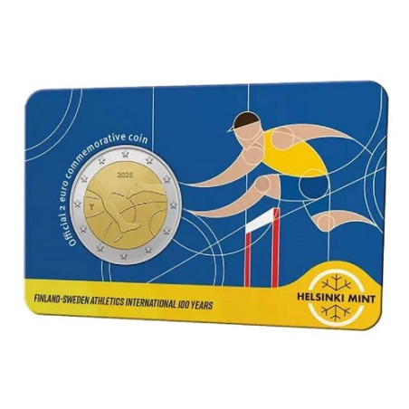 Finlande 2025 - 2 euro commémorative -100 ans des Jeux Finnkampen-Coincard Version Homme Finlande 2025 - 2 euro commémorative -100 ans des Jeux Finnkampen-Coincard Version Homme