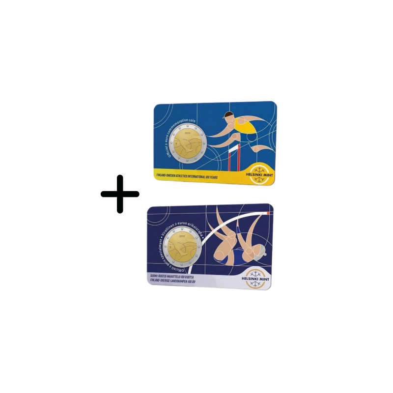 Finlande 2025 - 2 euro commémorative -100 ans des Jeux Finnkampen-Coincard Collection complète