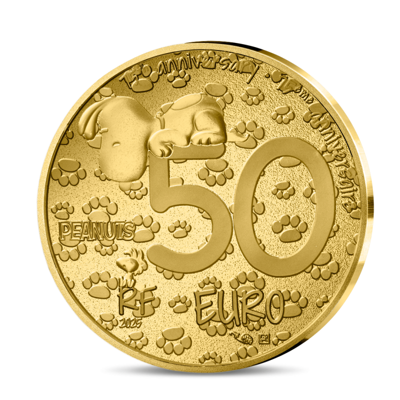 Monnaie de Paris 2025- PEANUTS - 75 ANS DE SNOOPY-50€ Or 1/4 oz. BE
