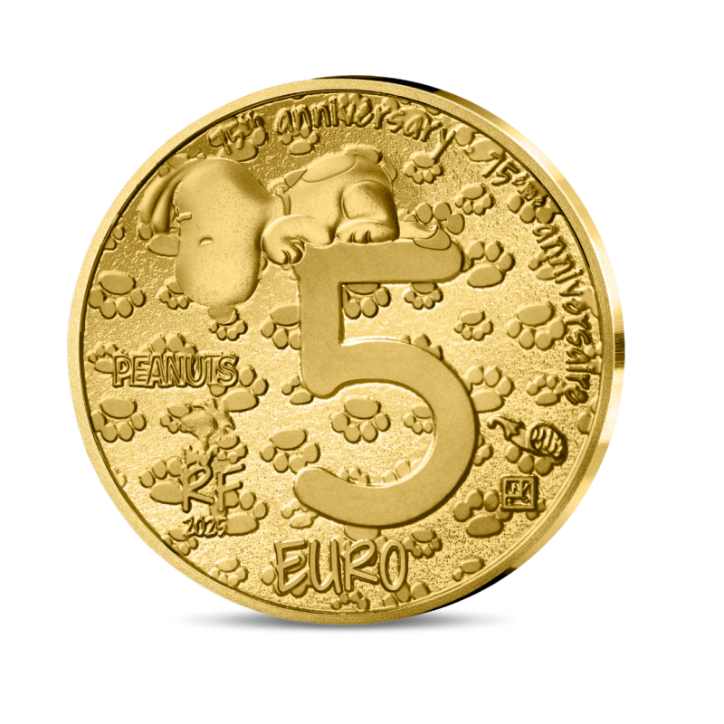 Monnaie de Paris 2025- PEANUTS - 75 ANS DE SNOOPY-5€ 1/2g Or BE