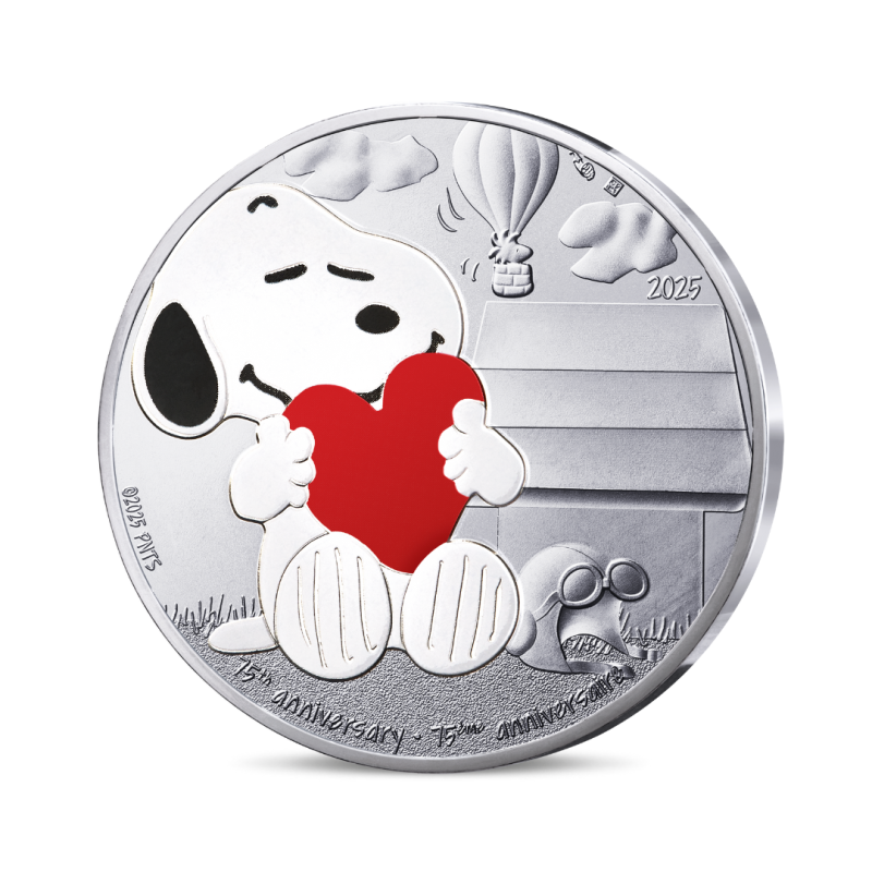 Monnaie de Paris 2025- PEANUTS - 75 ANS DE SNOOPY-Pack duo: 10€ Argent + 50€ Argent colorisées