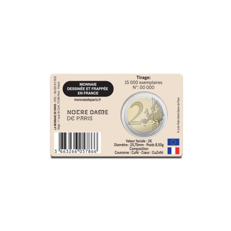 France 2025 BU– 2€ commémorative "Notre Dame de Paris" France 2025 BU– 2€ commémorative "Notre Dame de Paris"