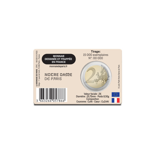 2008 Edition Cathedral Notre Dame De Paris Gold Tone Coin Medal