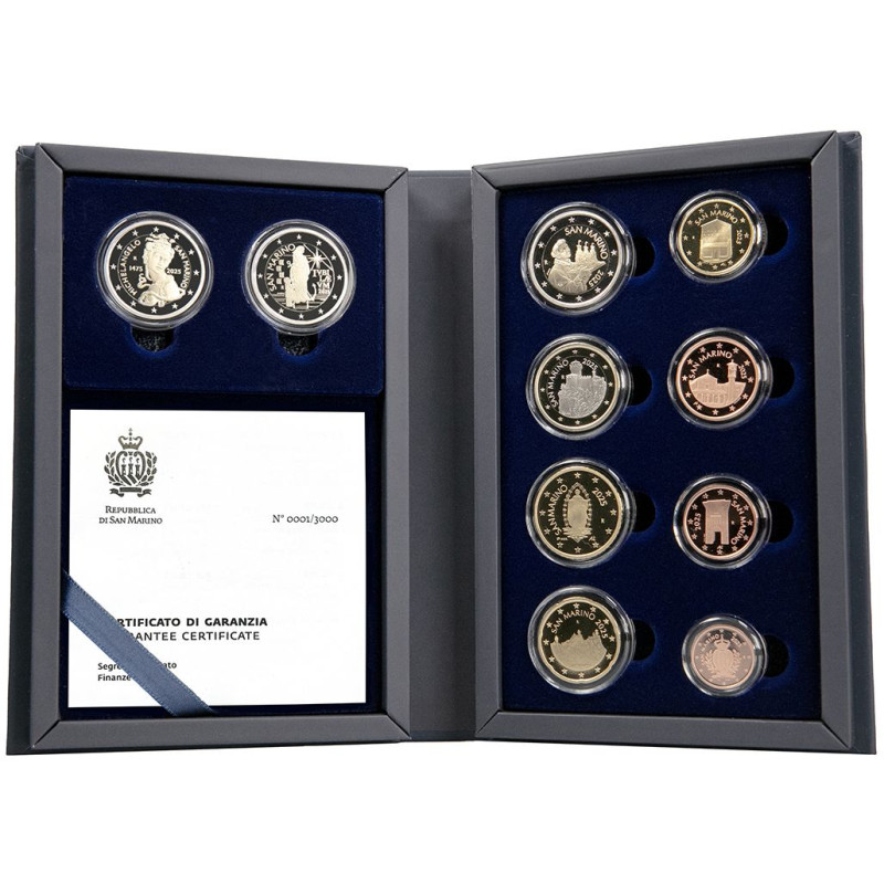 Coffret RARE BE Saint Marin 2025 - série complète + 2€ Jubilé et 2€ Michel Ange