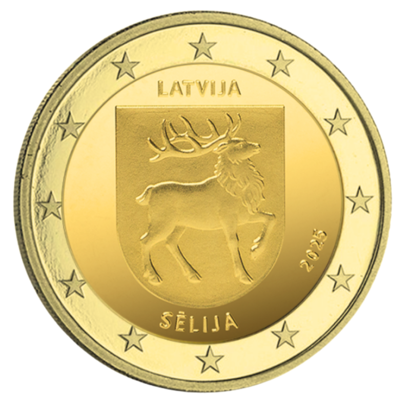 Lettonie 2025- 2 euro commémorative – Sélonie- dorée à l'or fin 24 carats